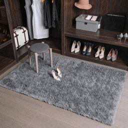 Ameha Grey Area Rugs For Bedroom Non Slip Fluffy Shaggy Thick Pile Non-Shedding Rug For Dining Room, 80 X 150 Cm - thumbnail 2