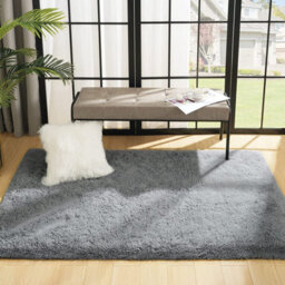 Ameha Grey Area Rugs For Bedroom Non Slip Fluffy Shaggy Thick Pile Non-Shedding Rug For Dining Room, 80 X 150 Cm - thumbnail 5