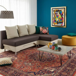 Tom M Corner Sofa Bed For Living Room Chipboard Frame Hr Foam Bonell Spring Wooden Base 215X133X95Cm Brown And Beige Right - thumbnail 2