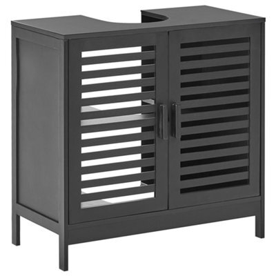 Beliani Vanity Unit Missoula Bamboo 60 Cm Black - image 1