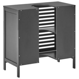 Beliani Vanity Unit Missoula Bamboo 60 Cm Black - thumbnail 6