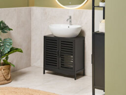 Beliani Vanity Unit Missoula Bamboo 60 Cm Black - thumbnail 2