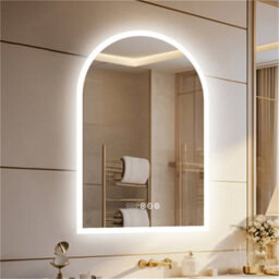 Luvodi 60X90Cm Vertical Arch-Shape Led Bathroom Mirror Backlit Frameless Lighted Mirror W/ Date And Time, Temperature, 3 Colors - thumbnail 6