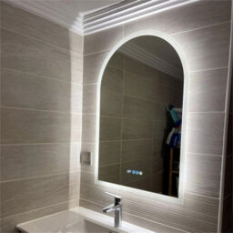 Luvodi 60X90Cm Vertical Arch-Shape Led Bathroom Mirror Backlit Frameless Lighted Mirror W/ Date And Time, Temperature, 3 Colors - thumbnail 7