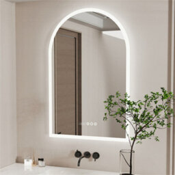 Luvodi 60X90Cm Vertical Arch-Shape Led Bathroom Mirror Backlit Frameless Lighted Mirror W/ Date And Time, Temperature, 3 Colors - thumbnail 1