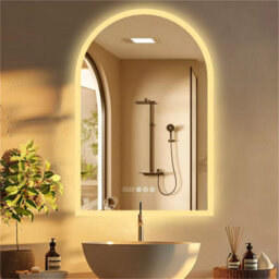 Luvodi 60X90Cm Vertical Arch-Shape Led Bathroom Mirror Backlit Frameless Lighted Mirror W/ Date And Time, Temperature, 3 Colors - thumbnail 5