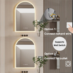 Luvodi 60X90Cm Vertical Arch-Shape Led Bathroom Mirror Backlit Frameless Lighted Mirror W/ Date And Time, Temperature, 3 Colors - thumbnail 8