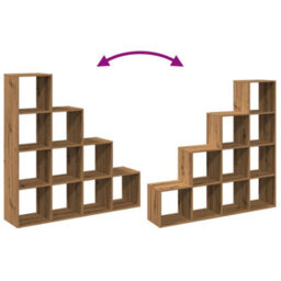 Walplus Room Divider Bookcase 4 Tier Artisan Oak 131.5X29X131.5 Cm Engineered Wood - thumbnail 8