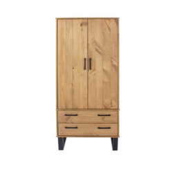 Core Products Texas 2 Door, 2 Drawer Wardrobe - Antique Waxed Pine, H176.0Cm X W76.5Cm X D53.0Cm - thumbnail 2