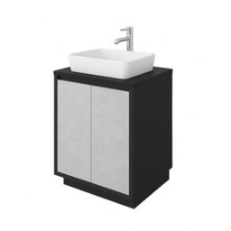 Plum&clay Declan Black & Concrete Floor Standing Vanity Unit With Black Countertop Set (W)600mm (H)850mm - thumbnail 2