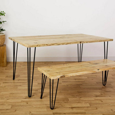 Off The Grain Rustic Wooden Dining Table With Hairpin Legs 200Cm - image 1