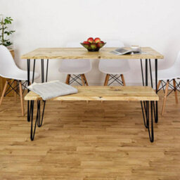 Off The Grain Rustic Wooden Dining Table With Hairpin Legs 200Cm - thumbnail 2