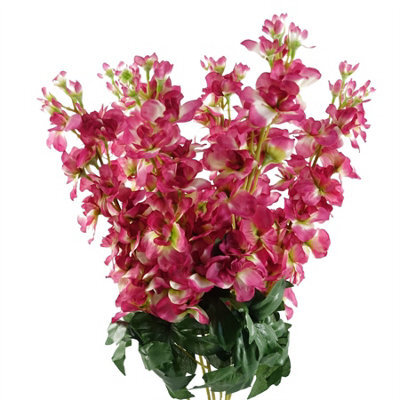 Leaf Pack Of 6 X 75Cm Delphinium Dark Pink Artificial Stem - image 1