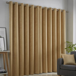 Fusion Strata Mustard Triple-Woven Dimout Eyelet Curtains - thumbnail 2