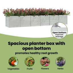 Vidaxl Garden Raised Bed 480X80X77 Cm Galvanized Steel Silver - thumbnail 8