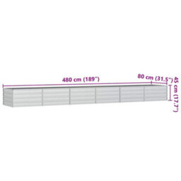 Vidaxl Garden Raised Bed 480X80X77 Cm Galvanized Steel Silver - thumbnail 3