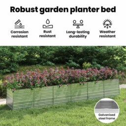 Vidaxl Garden Raised Bed 480X80X77 Cm Galvanized Steel Silver - thumbnail 7