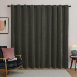 furn. Furn Soft Chenille Blackout Eyelet Curtain Pair, Charcoal, (W) 117 X (D) 137Cm - thumbnail 3