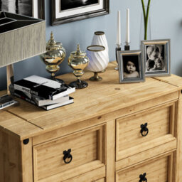 Lassic Vida Designs Corona 1 Door 4 Drawer Small Sideboard Storage Cabinet Cupboard - thumbnail 4