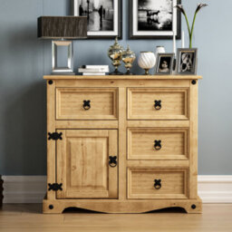 Lassic Vida Designs Corona 1 Door 4 Drawer Small Sideboard Storage Cabinet Cupboard - thumbnail 3