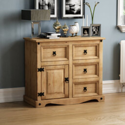 Lassic Vida Designs Corona 1 Door 4 Drawer Small Sideboard Storage Cabinet Cupboard - thumbnail 1