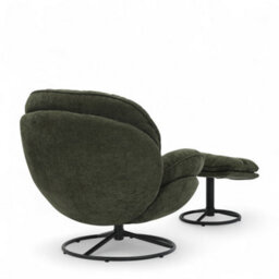 Green Chenille Fabric Azura Swivel Accent Chair With Footstool - thumbnail 6