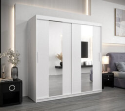 Arte Modern White Pole Sliding Door Wardrobe W2000mm H2000mm D620mm Mirrored Sleek Storage Solution - thumbnail 2