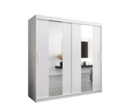 Arte Modern White Pole Sliding Door Wardrobe W2000mm H2000mm D620mm Mirrored Sleek Storage Solution - thumbnail 1
