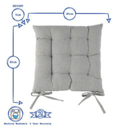 Harbour Housewares Square Garden Chair Seat Cushions - Grey - Pack Of 6 - thumbnail 3
