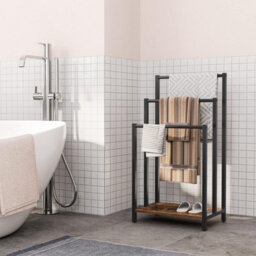 HOOBRO Freestanding Towel Rack, 3 Tier Metal Blanket Rack, Blanket Ladder Holder For Bathroom, Industrial Drying And Display Rack - thumbnail 2