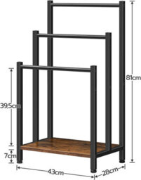 HOOBRO Freestanding Towel Rack, 3 Tier Metal Blanket Rack, Blanket Ladder Holder For Bathroom, Industrial Drying And Display Rack - thumbnail 9