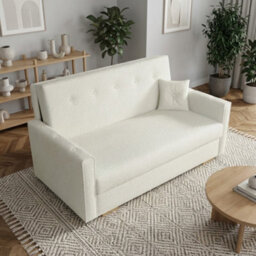 Viva Sonic Iii Sofa Bed For Living Room Particle Board With Storage Box Wooden Legs 153X100X85Cm White - thumbnail 2