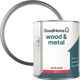 GoodHome North Pole Gloss Interior Metal & Wood Paint, 750Ml - thumbnail 1