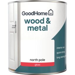 GoodHome North Pole Gloss Interior Metal & Wood Paint, 750Ml - thumbnail 2