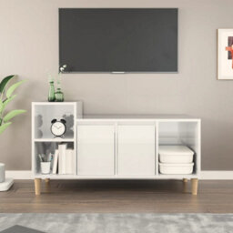 Walplus Tv Cabinet High Gloss White 100X35X55 Cm Engineered Wood - thumbnail 1