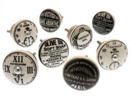 Mango Tree Cupboard Knobs Decorative Timeless Black And White Clock And Old Style Patterns Ceramic Door And Drawer Handles Set Of 8
