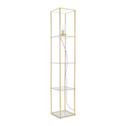 Valuelights Gobie Gold Metal Frame With Glass Storage Shelf Floor Lamp - thumbnail 2