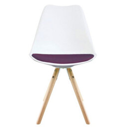 Fusion Living Soho White & Purple Plastic Dining Chair With Pyramid Light Wood Legs - thumbnail 6