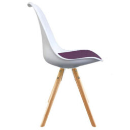 Fusion Living Soho White & Purple Plastic Dining Chair With Pyramid Light Wood Legs - thumbnail 5
