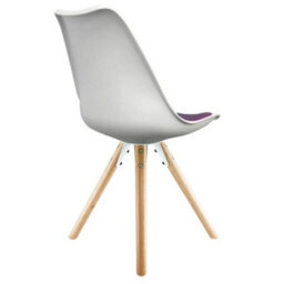 Fusion Living Soho White & Purple Plastic Dining Chair With Pyramid Light Wood Legs - thumbnail 4