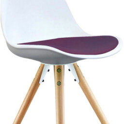 Fusion Living Soho White & Purple Plastic Dining Chair With Pyramid Light Wood Legs - thumbnail 3