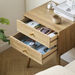 Nordlys 2-Drawer Metal And Wood Nightstand Classic Style Bedroom - thumbnail 5