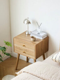Nordlys 2-Drawer Metal And Wood Nightstand Classic Style Bedroom - thumbnail 4