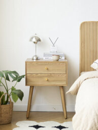 Nordlys 2-Drawer Metal And Wood Nightstand Classic Style Bedroom - thumbnail 3