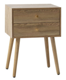 Nordlys 2-Drawer Metal And Wood Nightstand Classic Style Bedroom - thumbnail 2