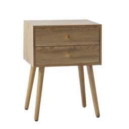 Nordlys 2-Drawer Metal And Wood Nightstand Classic Style Bedroom - thumbnail 1