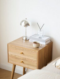 Nordlys 2-Drawer Metal And Wood Nightstand Classic Style Bedroom - thumbnail 8