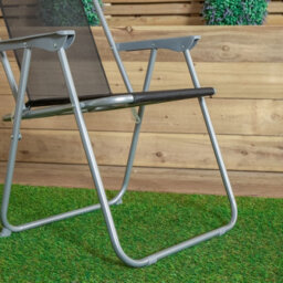 Samuel Alexander 6 X Foldable Garden Chairs Fixed Position Garden Chairs With Grey Frame And Black Fabric - thumbnail 7
