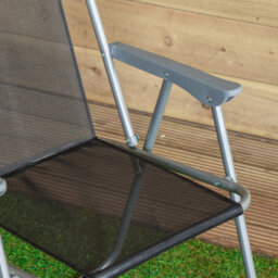 Samuel Alexander 6 X Foldable Garden Chairs Fixed Position Garden Chairs With Grey Frame And Black Fabric - thumbnail 6