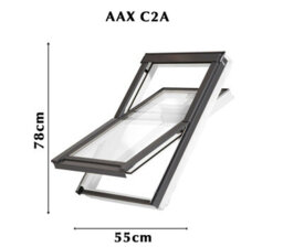 Yardlite Roof Window Grey / White Wood Centre Pivot Loft Skylight + Flashing - C2A - 55Cm (W) X 78Cm (H), Kfp Plain Tile Flashing - thumbnail 2